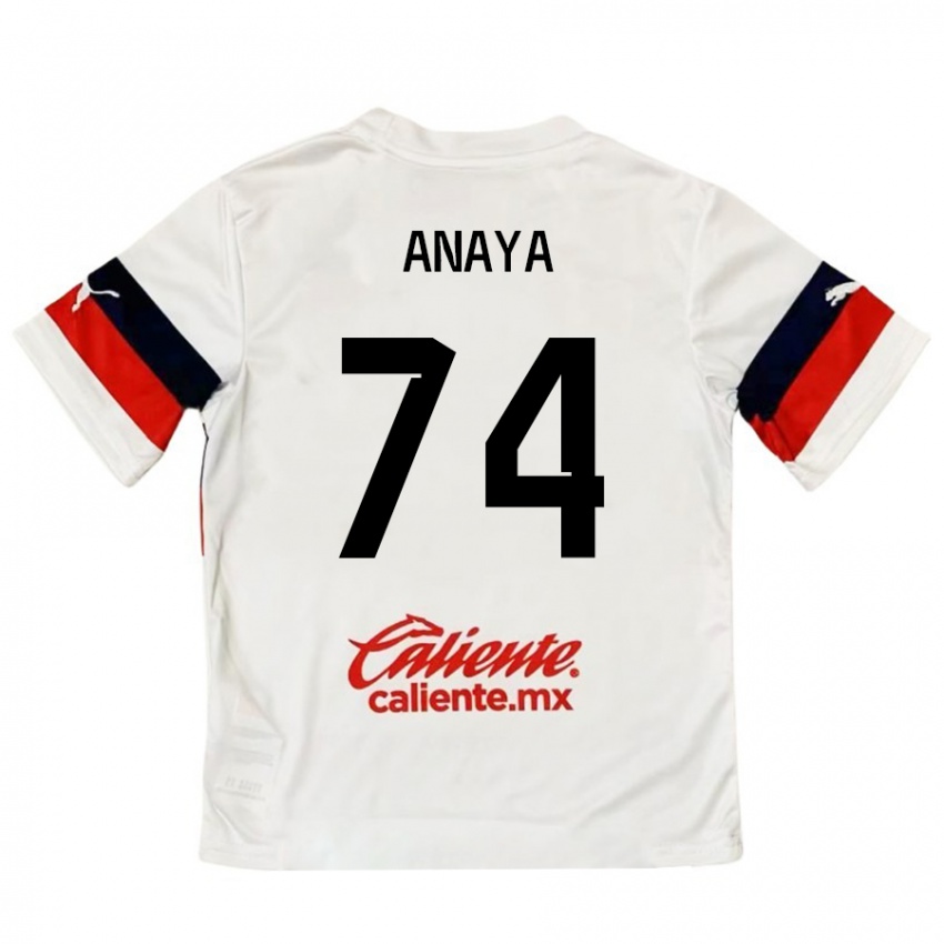 Bambino Maglia Mario Anaya #74 Bianco Rosso Kit Gara Away 2024/25 Maglietta