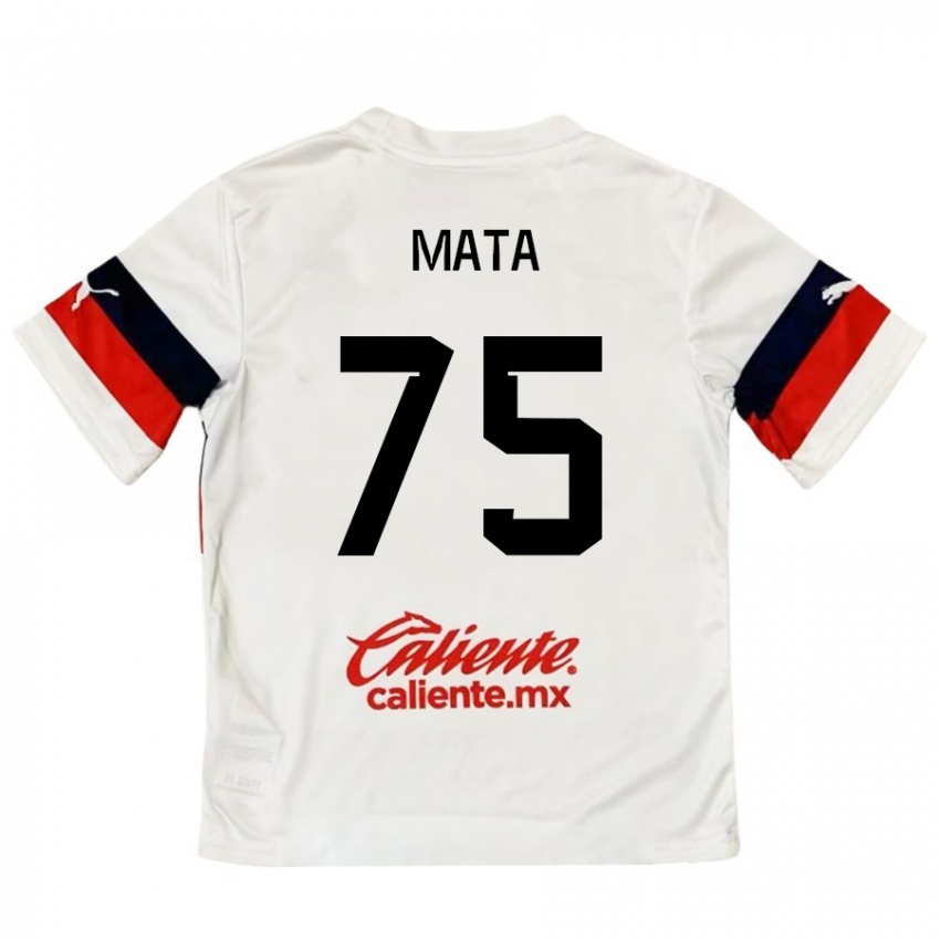 Bambino Maglia Hugo Mata #75 Bianco Rosso Kit Gara Away 2024/25 Maglietta