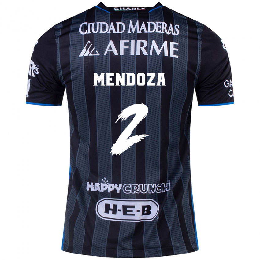 Bambino Maglia Omar Mendoza #2 Bianco Nero Kit Gara Away 2024/25 Maglietta