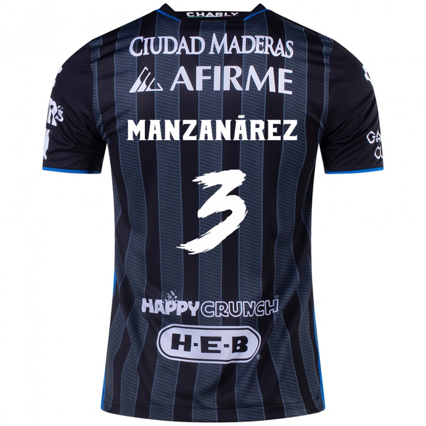 Bambino Maglia Óscar Manzanárez #3 Bianco Nero Kit Gara Away 2024/25 Maglietta