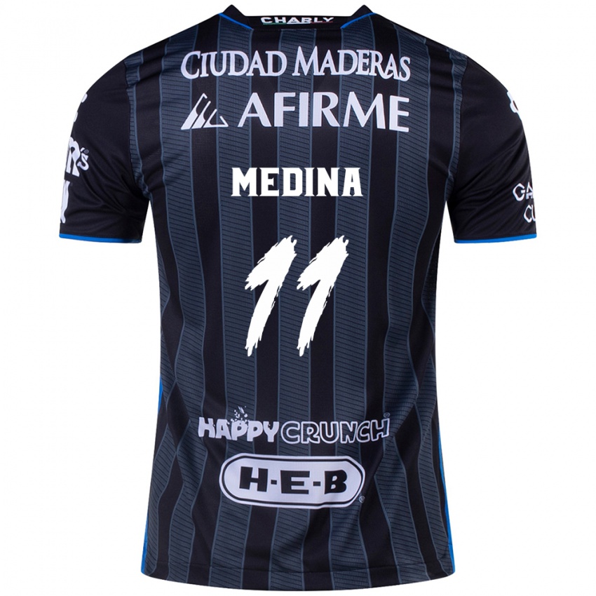 Bambino Maglia Alan Medina #11 Bianco Nero Kit Gara Away 2024/25 Maglietta