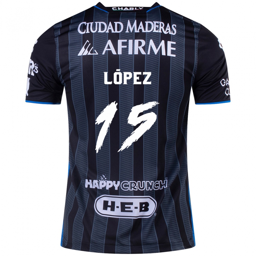 Bambino Maglia Víctor López #15 Bianco Nero Kit Gara Away 2024/25 Maglietta