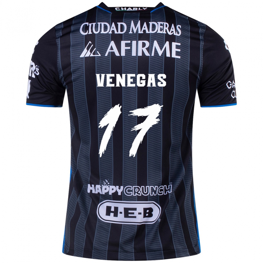 Bambino Maglia Francisco Venegas #17 Bianco Nero Kit Gara Away 2024/25 Maglietta