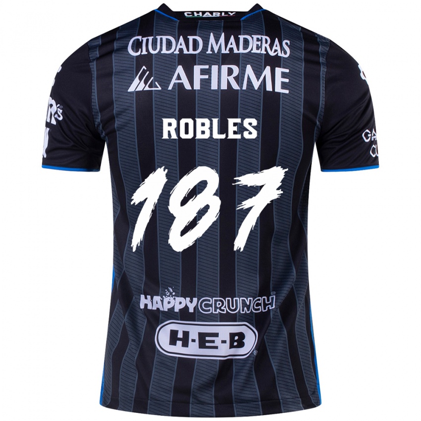 Bambino Maglia Juan Robles #187 Bianco Nero Kit Gara Away 2024/25 Maglietta