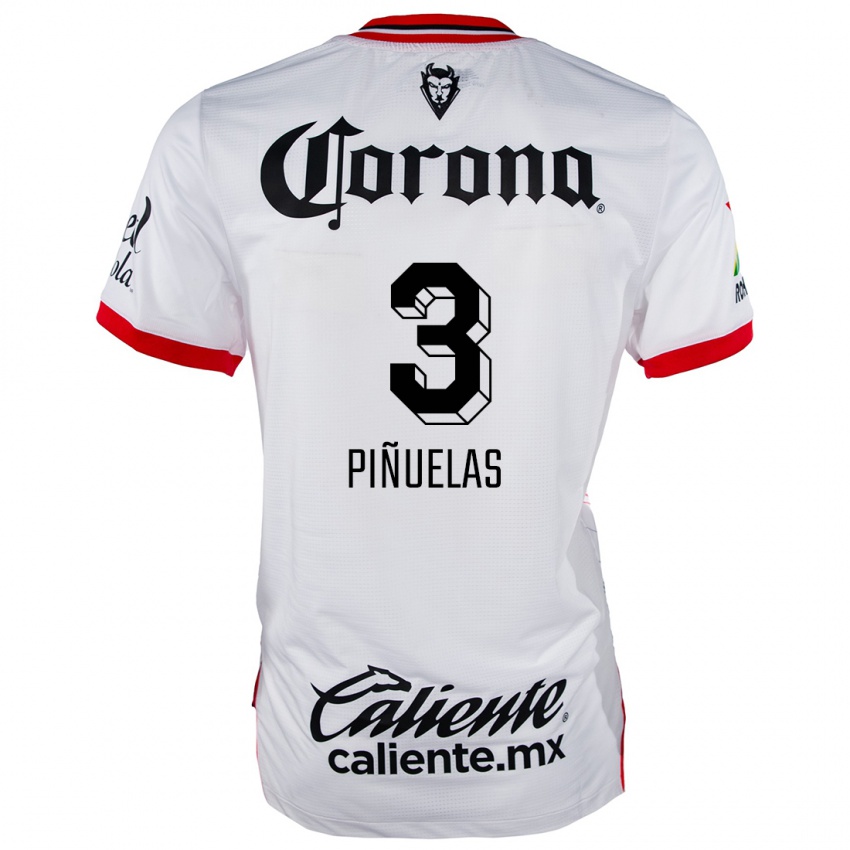 Bambino Maglia Fernando Piñuelas #3 Bianco Rosso Kit Gara Away 2024/25 Maglietta