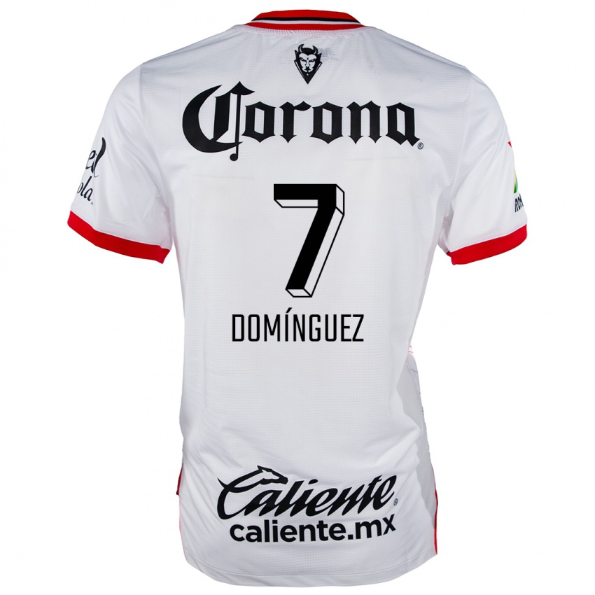 Bambino Maglia Juan Domínguez #7 Bianco Rosso Kit Gara Away 2024/25 Maglietta