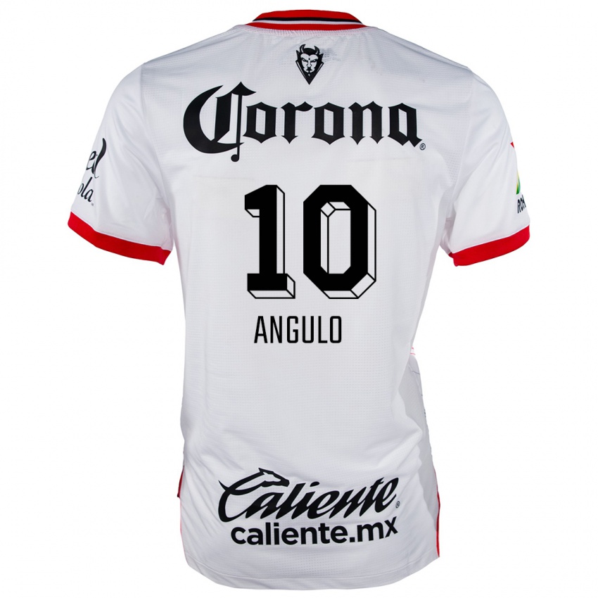 Bambino Maglia Jesús Angulo #10 Bianco Rosso Kit Gara Away 2024/25 Maglietta