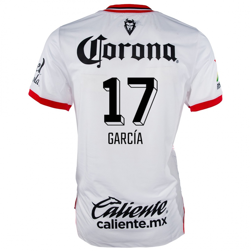 Bambino Maglia Brian García #17 Bianco Rosso Kit Gara Away 2024/25 Maglietta