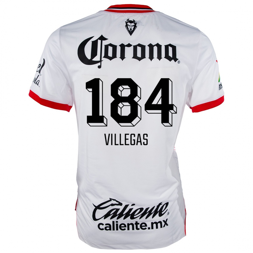 Bambino Maglia Abraham Villegas #184 Bianco Rosso Kit Gara Away 2024/25 Maglietta