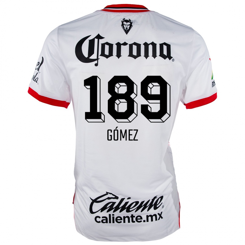 Bambino Maglia Enrique Gómez #189 Bianco Rosso Kit Gara Away 2024/25 Maglietta