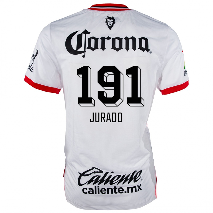 Bambino Maglia Pablo Jurado #191 Bianco Rosso Kit Gara Away 2024/25 Maglietta