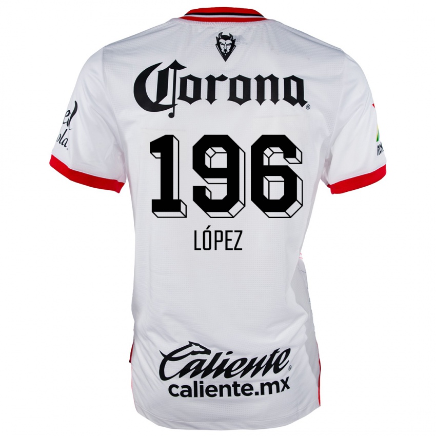 Bambino Maglia Ethan López #196 Bianco Rosso Kit Gara Away 2024/25 Maglietta