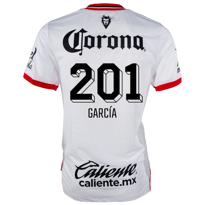 Bambino Maglia Eros García #201 Bianco Rosso Kit Gara Away 2024/25 Maglietta