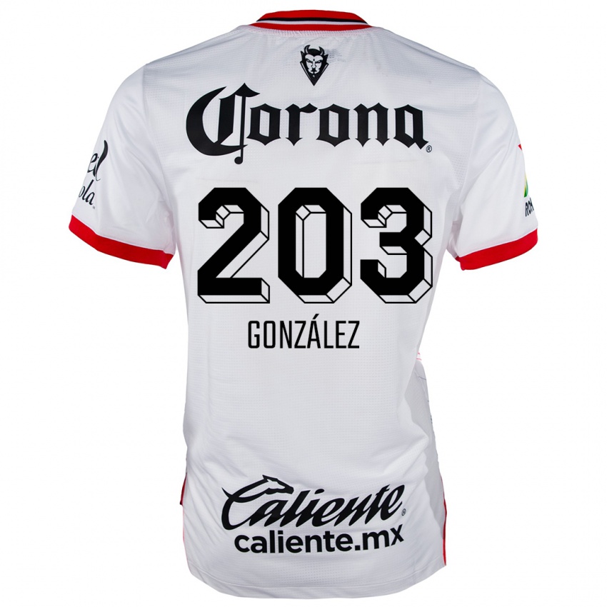 Bambino Maglia Luis González #203 Bianco Rosso Kit Gara Away 2024/25 Maglietta