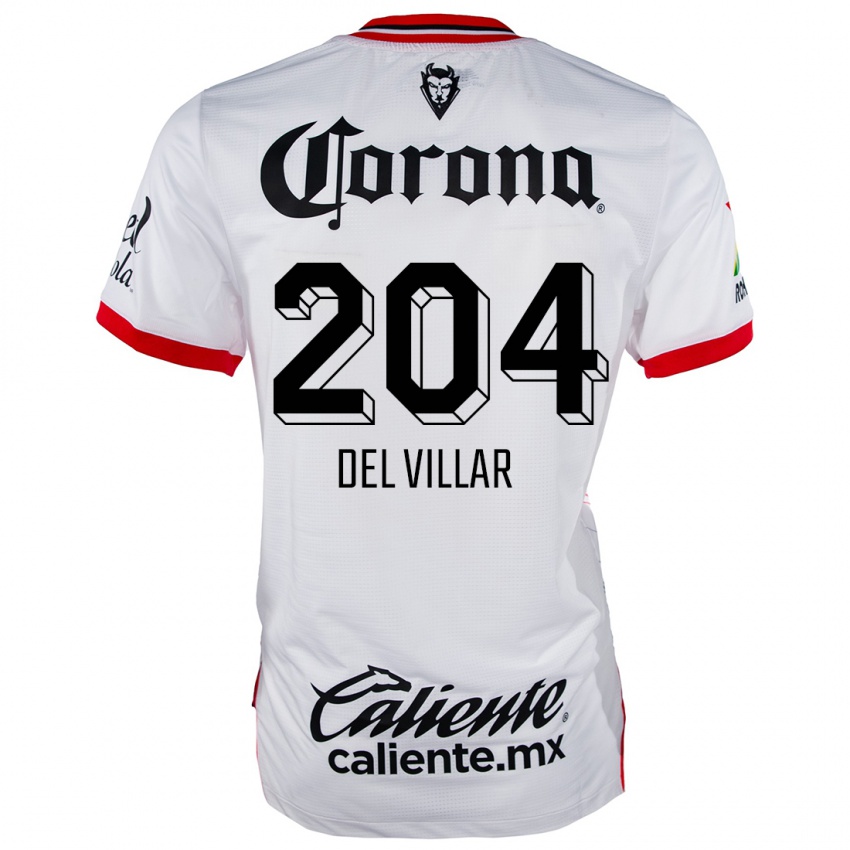 Bambino Maglia Everardo Del Villar #204 Bianco Rosso Kit Gara Away 2024/25 Maglietta