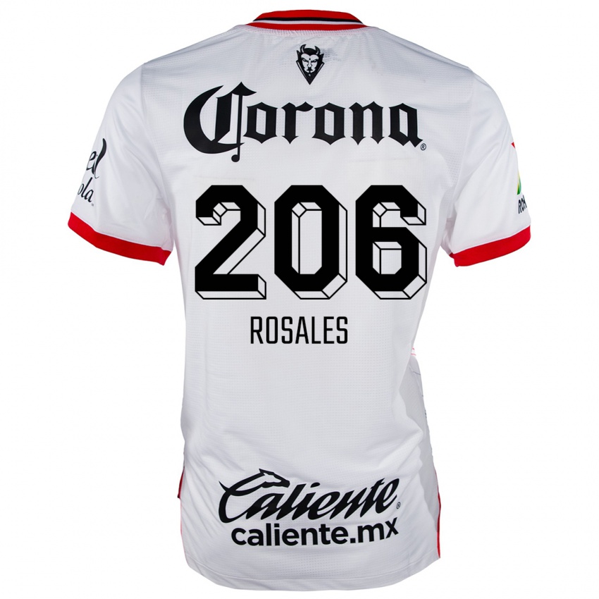 Bambino Maglia Santiago Rosales #206 Bianco Rosso Kit Gara Away 2024/25 Maglietta