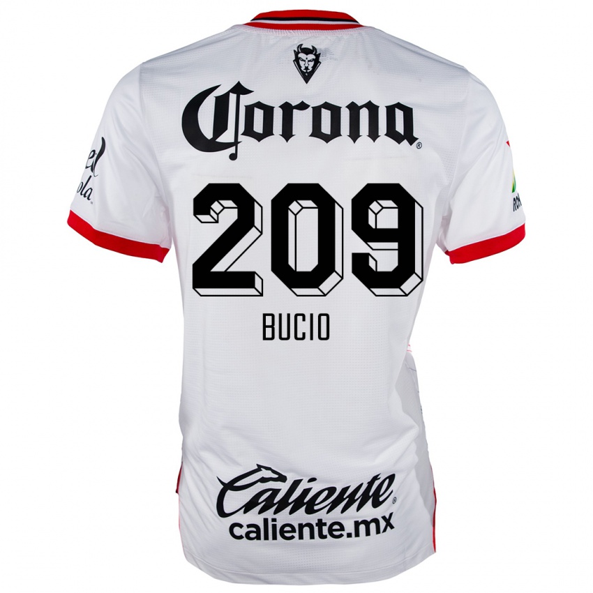 Bambino Maglia Sebastián Bucio #209 Bianco Rosso Kit Gara Away 2024/25 Maglietta