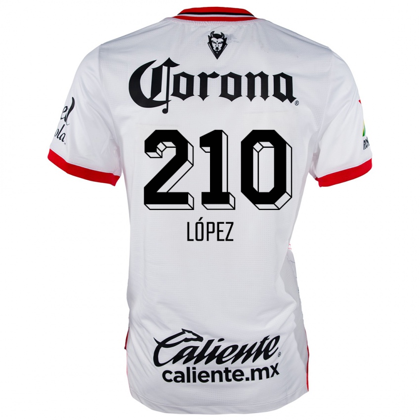 Bambino Maglia Juan López #210 Bianco Rosso Kit Gara Away 2024/25 Maglietta