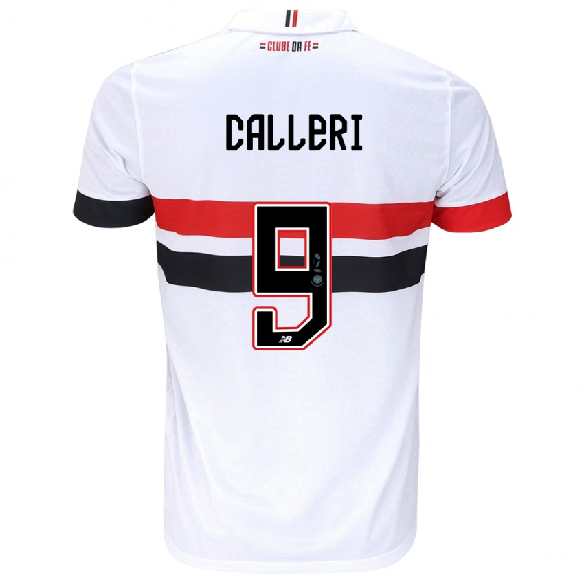 Uomo Maglia Jonathan Calleri #9 Bianco Rosso Nero Kit Gara Home 2024/25 Maglietta