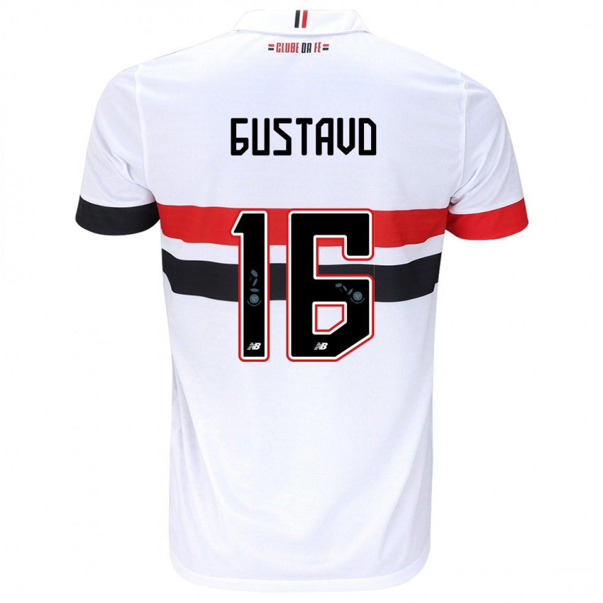 Uomo Maglia Luiz Gustavo #16 Bianco Rosso Nero Kit Gara Home 2024/25 Maglietta