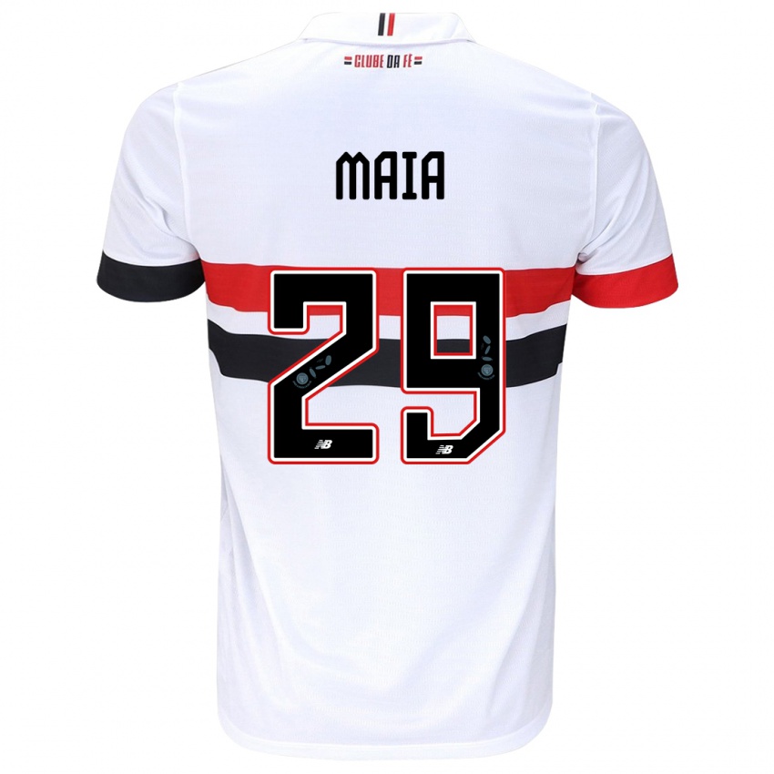 Uomo Maglia Pablo Maia #29 Bianco Rosso Nero Kit Gara Home 2024/25 Maglietta