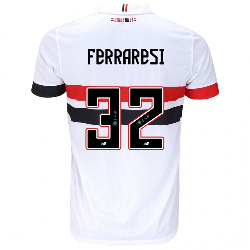 Uomo Maglia Nahuel Ferraresi #32 Bianco Rosso Nero Kit Gara Home 2024/25 Maglietta