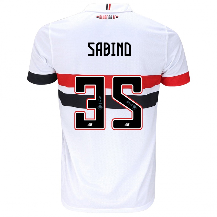 Uomo Maglia Sabino #35 Bianco Rosso Nero Kit Gara Home 2024/25 Maglietta