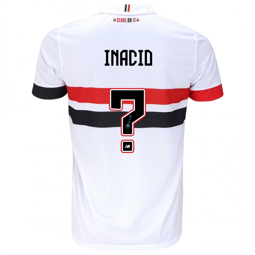 Uomo Maglia Lucas Inácio #0 Bianco Rosso Nero Kit Gara Home 2024/25 Maglietta