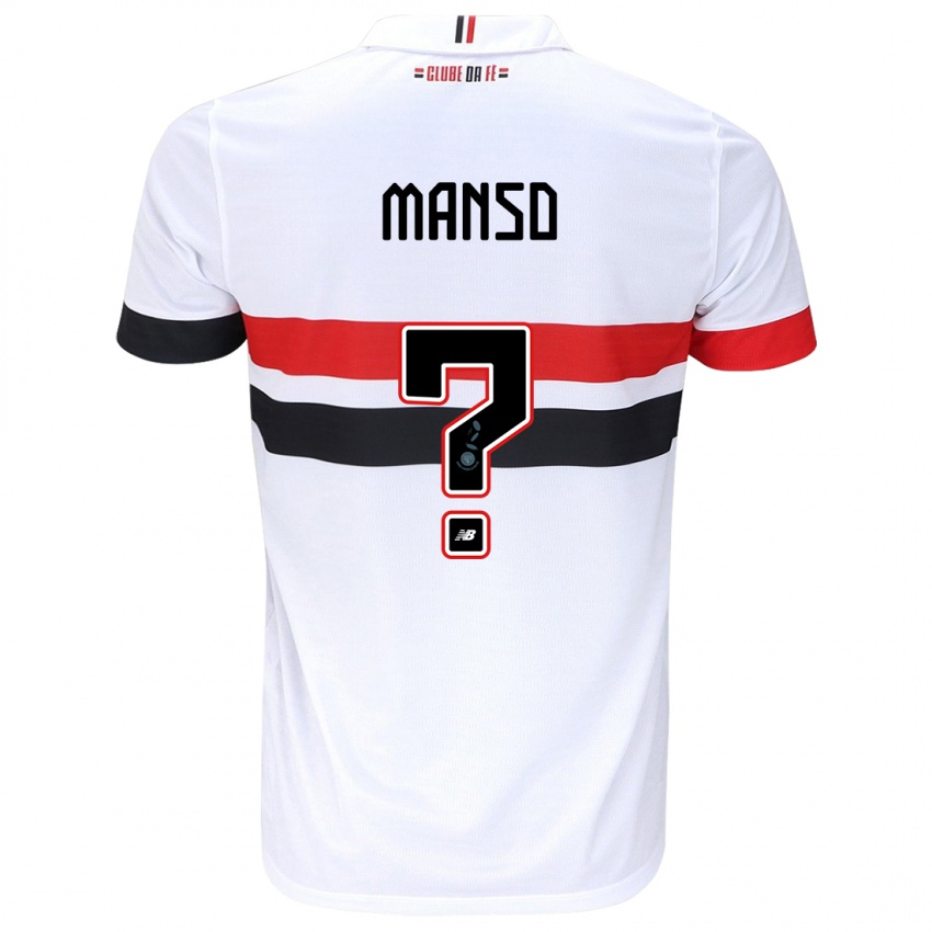 Uomo Maglia Mateus Manso #0 Bianco Rosso Nero Kit Gara Home 2024/25 Maglietta