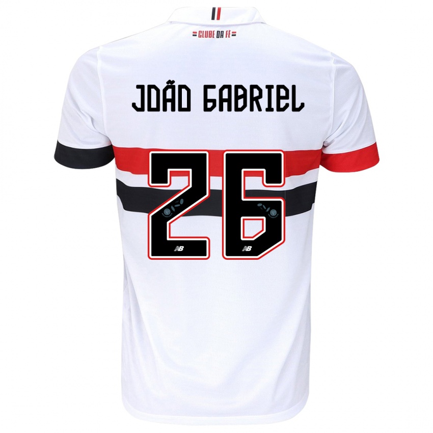 Uomo Maglia João Gabriel #26 Bianco Rosso Nero Kit Gara Home 2024/25 Maglietta