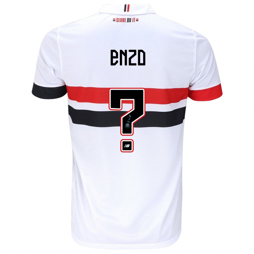 Uomo Maglia Enzo Thomaz #0 Bianco Rosso Nero Kit Gara Home 2024/25 Maglietta