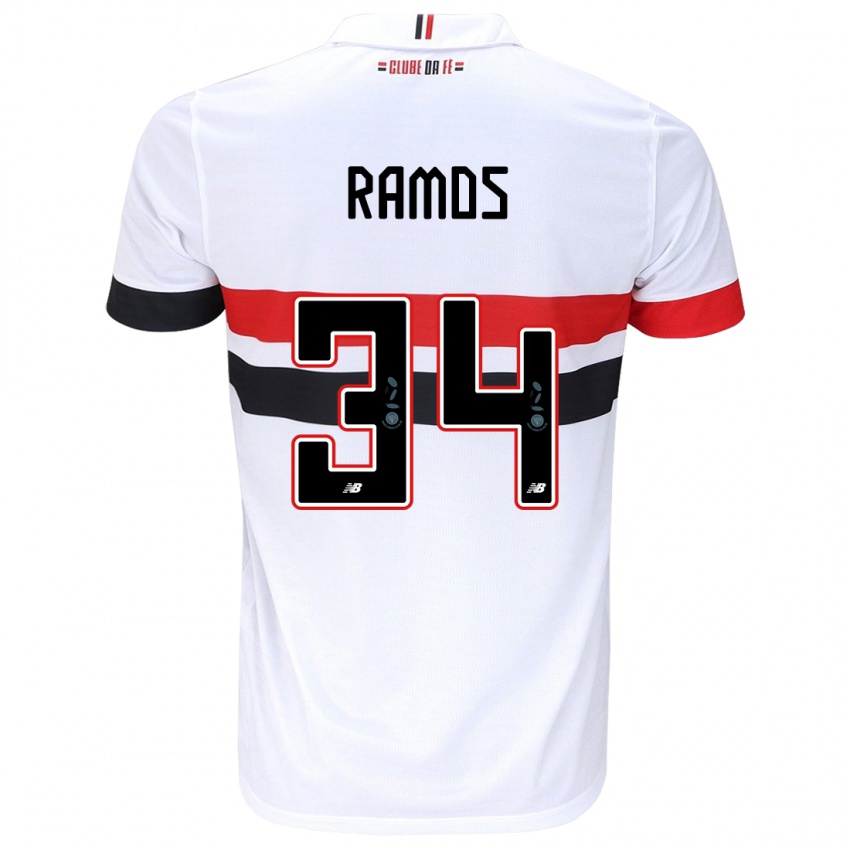 Uomo Maglia Raí Ramos #34 Bianco Rosso Nero Kit Gara Home 2024/25 Maglietta