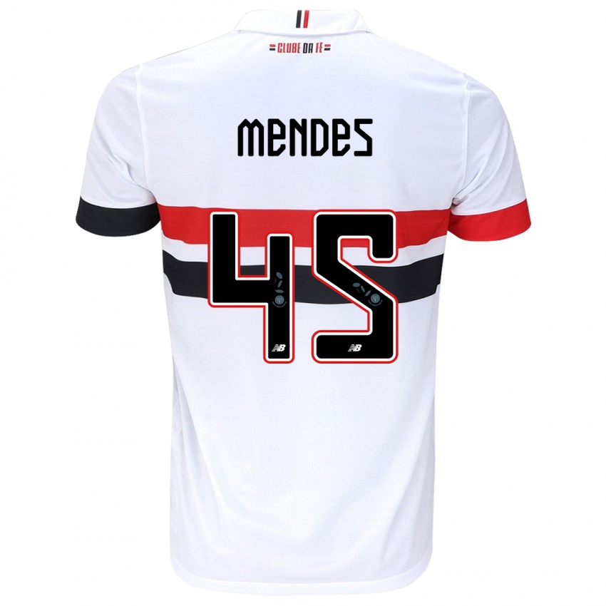 Uomo Maglia Nathan Mendes #45 Bianco Rosso Nero Kit Gara Home 2024/25 Maglietta