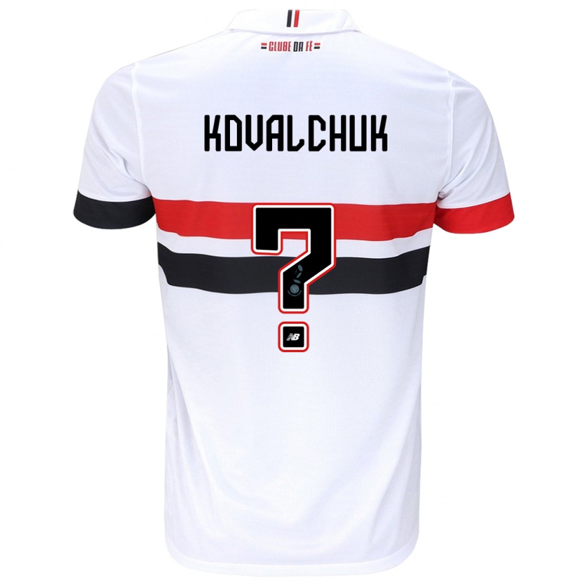 Uomo Maglia Filipp Kovalchuk #0 Bianco Rosso Nero Kit Gara Home 2024/25 Maglietta