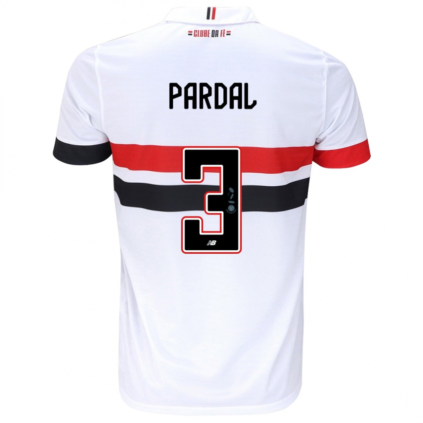 Uomo Maglia Pardal #3 Bianco Rosso Nero Kit Gara Home 2024/25 Maglietta