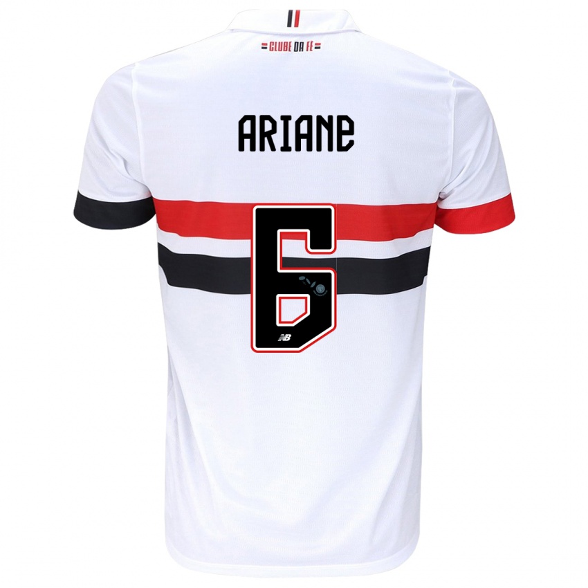 Uomo Maglia Ariane #6 Bianco Rosso Nero Kit Gara Home 2024/25 Maglietta