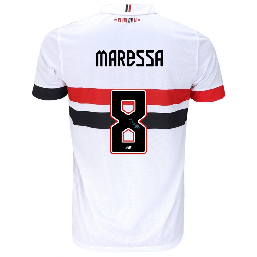 Uomo Maglia Maressa #8 Bianco Rosso Nero Kit Gara Home 2024/25 Maglietta