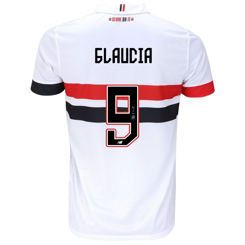 Uomo Maglia Glaucia #9 Bianco Rosso Nero Kit Gara Home 2024/25 Maglietta