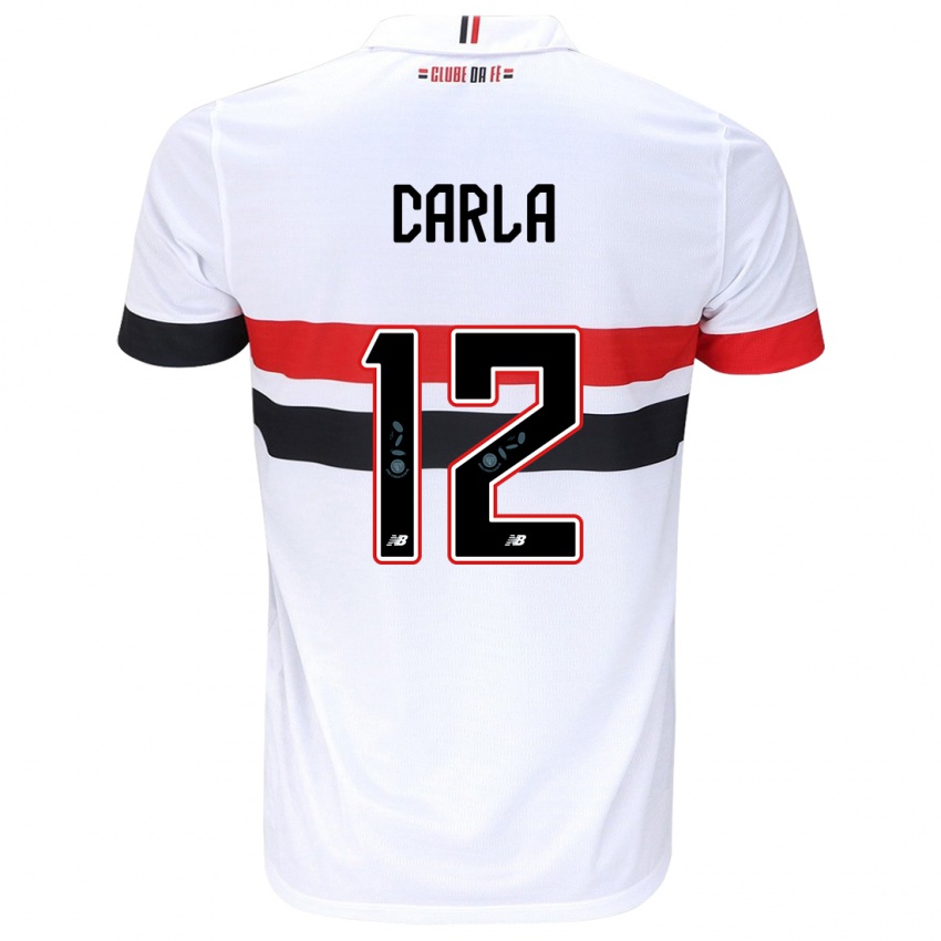 Uomo Maglia Carla Maria Da Silva #12 Bianco Rosso Nero Kit Gara Home 2024/25 Maglietta