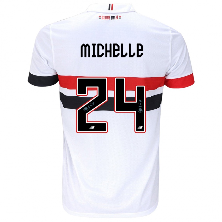 Uomo Maglia Michelle #24 Bianco Rosso Nero Kit Gara Home 2024/25 Maglietta