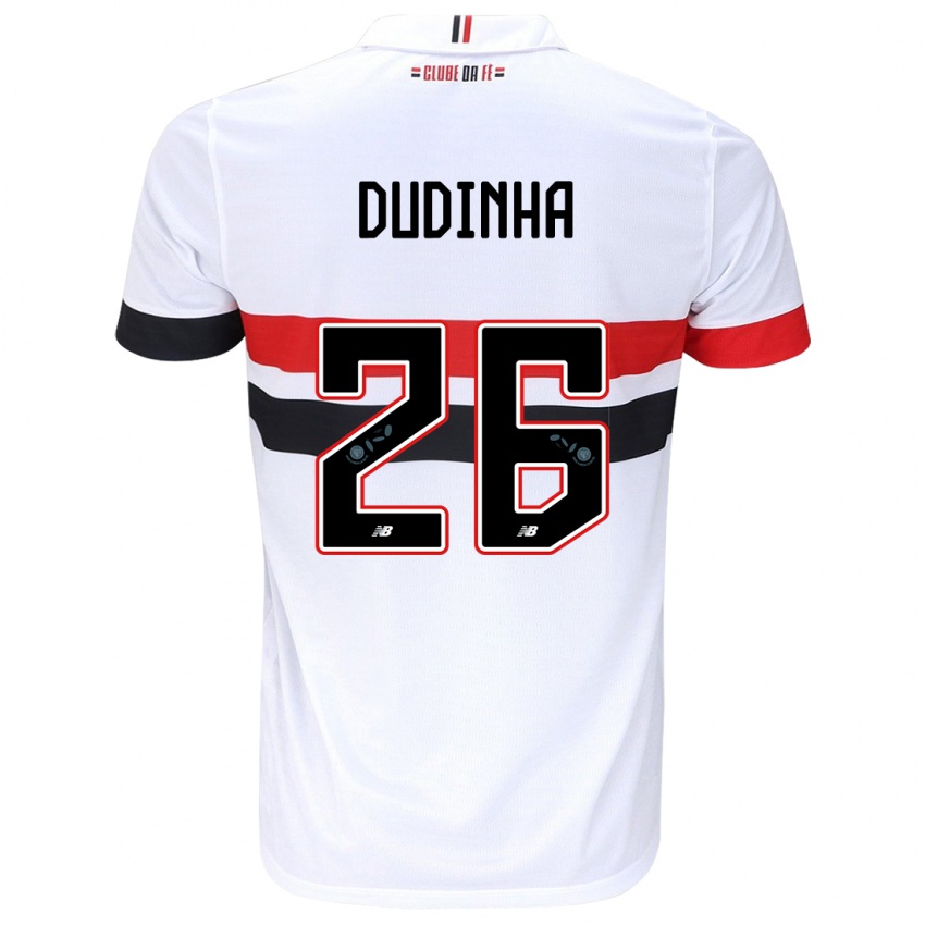 Uomo Maglia Dudinha #26 Bianco Rosso Nero Kit Gara Home 2024/25 Maglietta