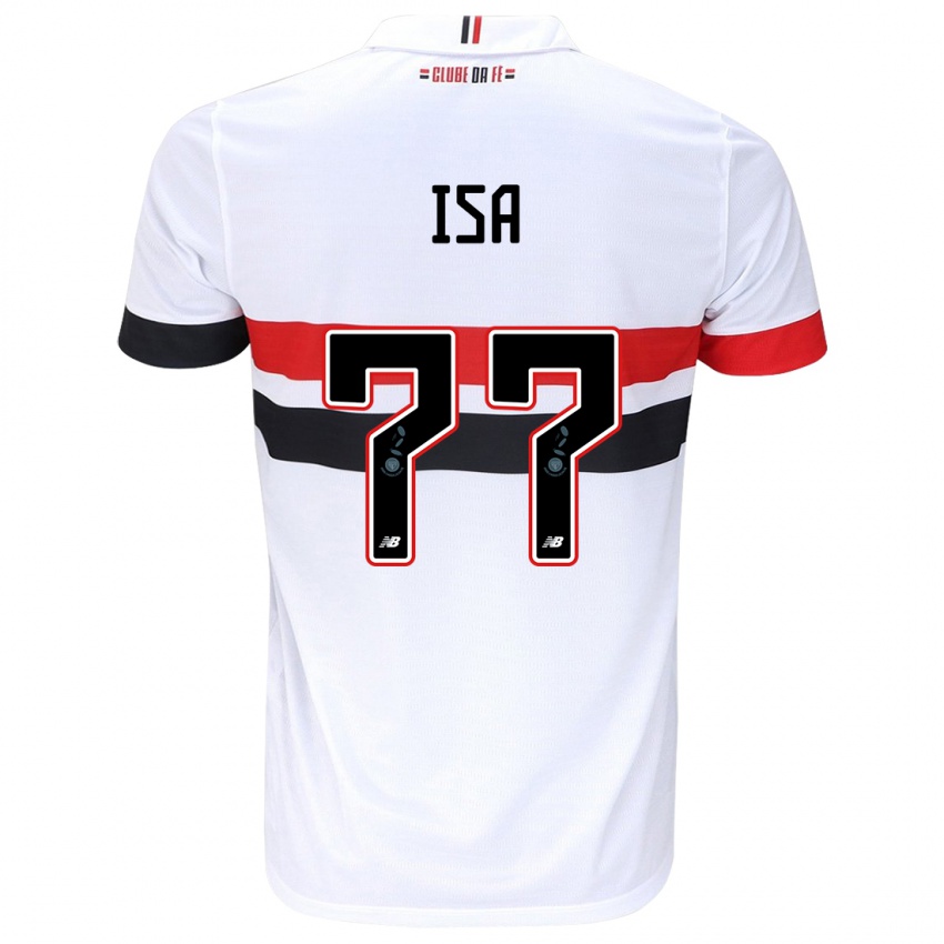 Uomo Maglia Isa #77 Bianco Rosso Nero Kit Gara Home 2024/25 Maglietta