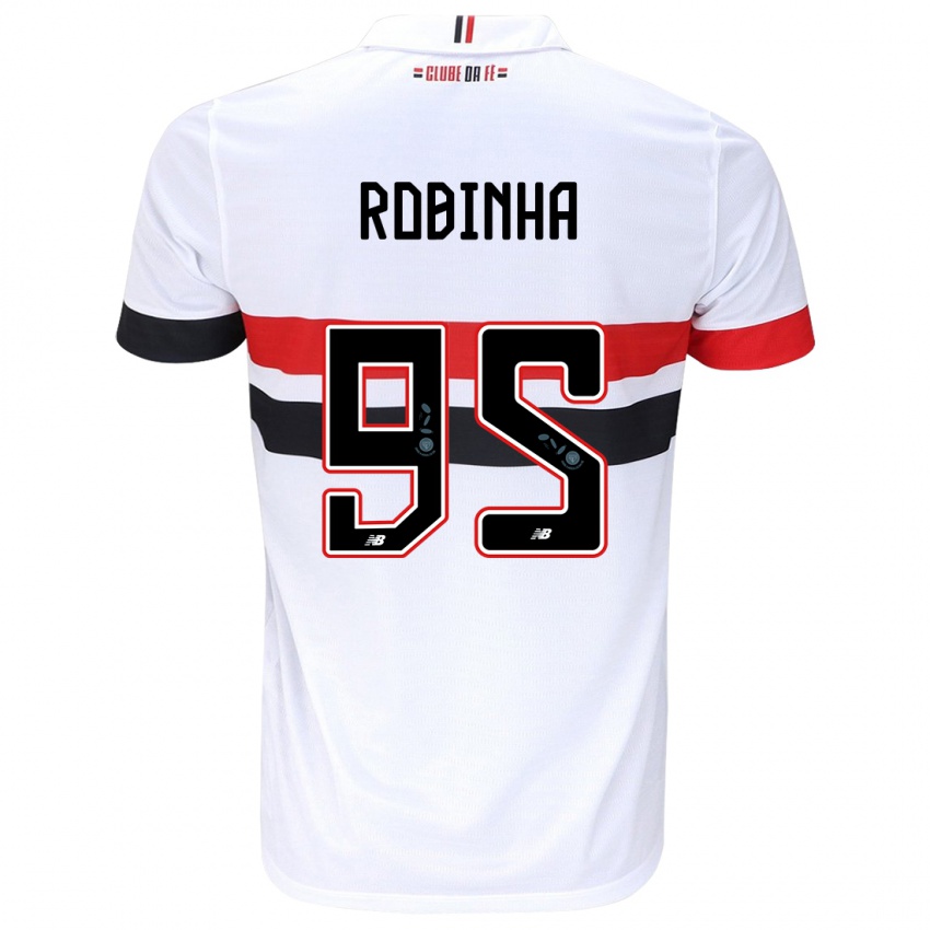 Uomo Maglia Robinha #95 Bianco Rosso Nero Kit Gara Home 2024/25 Maglietta