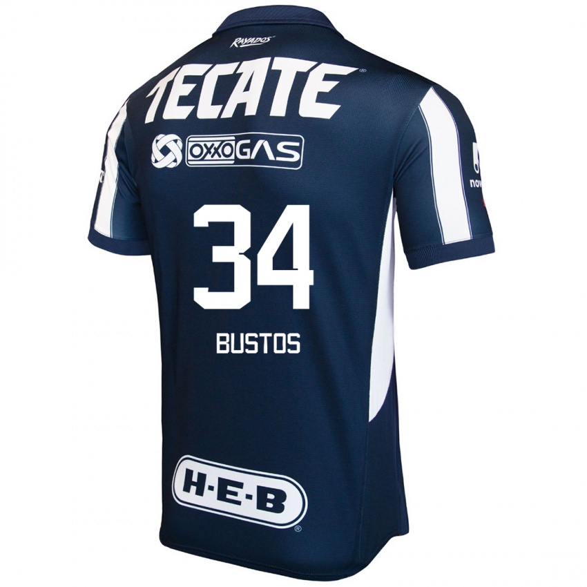 Uomo Maglia César Bustos #34 Blu Rosso Bianco Kit Gara Home 2024/25 Maglietta