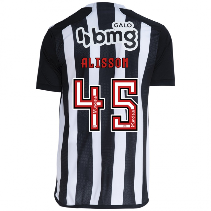 Uomo Maglia Alisson #45 Bianco Nero Kit Gara Home 2024/25 Maglietta