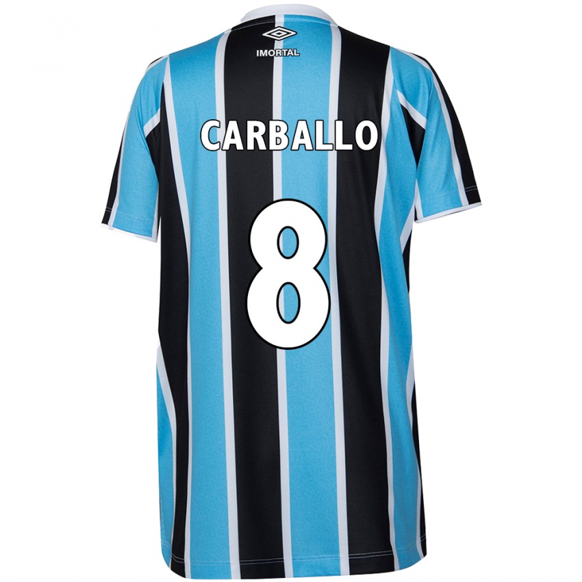 Uomo Maglia Felipe Carballo #8 Blu Nero Bianco Kit Gara Home 2024/25 Maglietta