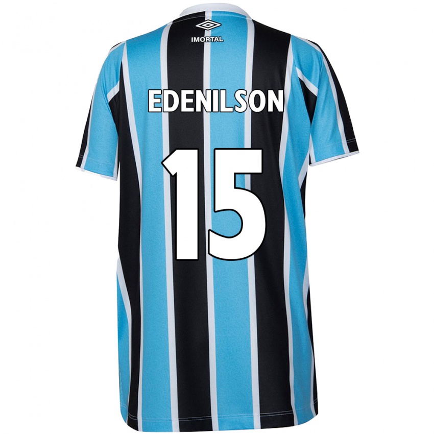 Uomo Maglia Edenilson #15 Blu Nero Bianco Kit Gara Home 2024/25 Maglietta