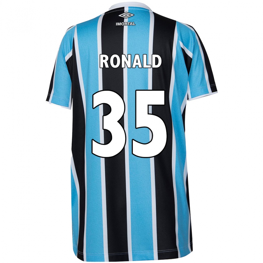 Uomo Maglia Ronald #35 Blu Nero Bianco Kit Gara Home 2024/25 Maglietta