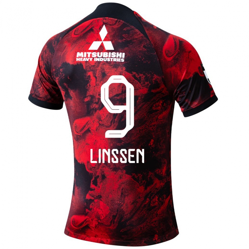 Uomo Maglia Bryan Linssen #9 Rosso Nero Kit Gara Home 2024/25 Maglietta