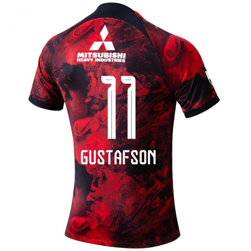 Uomo Maglia Samuel Gustafson #11 Rosso Nero Kit Gara Home 2024/25 Maglietta